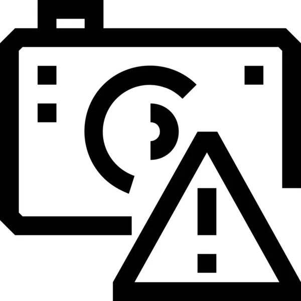 Camera Exclamation Mark Icon Outline Style — Stock Vector