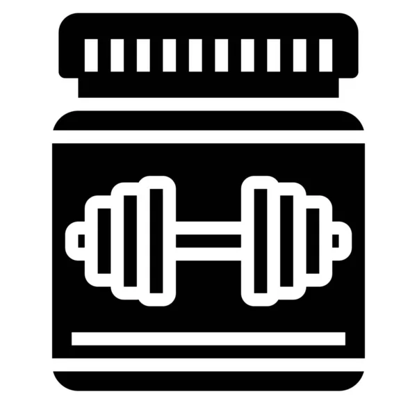 Bodybuilder Gym Muscle Icon Solid Style — Stock Vector