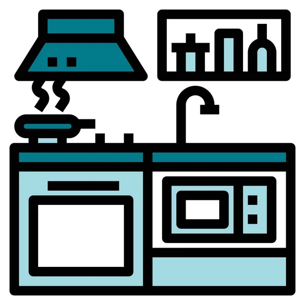 Fumehood Kitchen Microwave Icon Filled Outline Style — Stock Vector