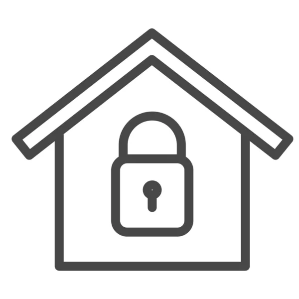 Icono Protección Bloqueo Casa Estilo Esquema — Vector de stock