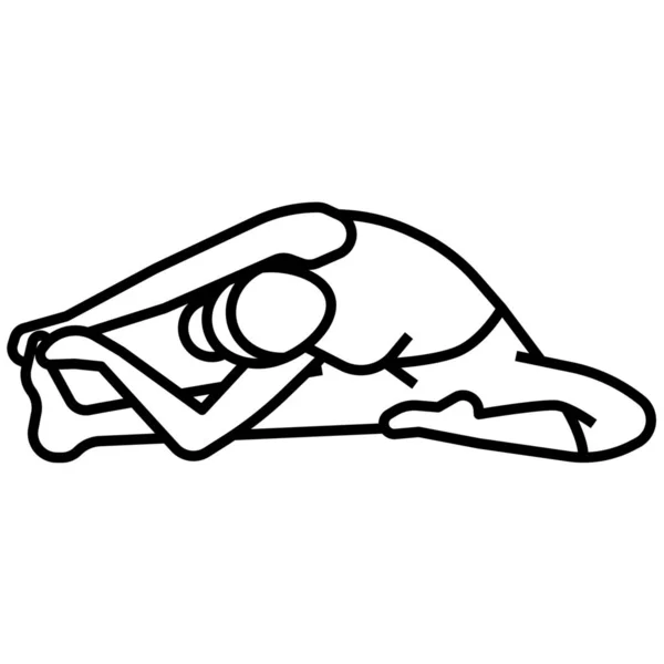 Kopf Knie Pose Symbol Outline Stil — Stockvektor