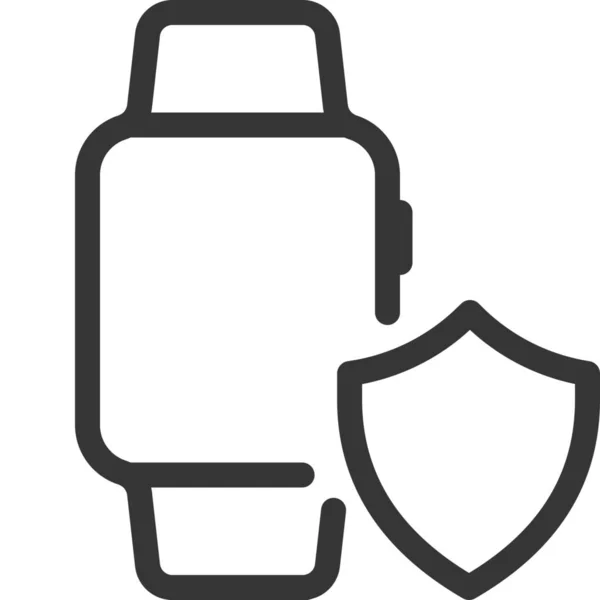 Icono Seguridad Móvil Del Dispositivo Estilo Esquema — Vector de stock