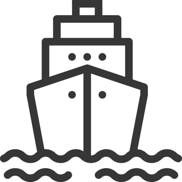 Nave Cargo Container Icona Crociera Stile Outline — Vettoriale Stock