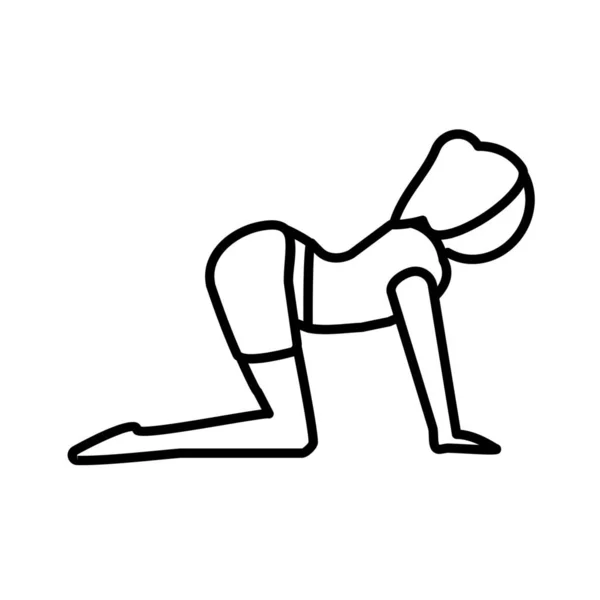 Cat Marjariasana Meditation Icon Outline Style — 스톡 벡터