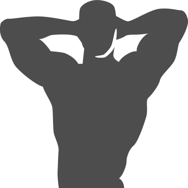 Bodybuilder Bodybuilding Fitnessikon Solid Stil — Stock vektor