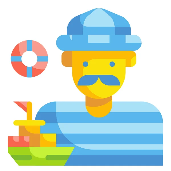 Icono Pescador Avatar Barco Categoría Avatares — Vector de stock