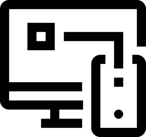 Icono Del Dispositivo Informático Aplicación Estilo Esquema — Vector de stock