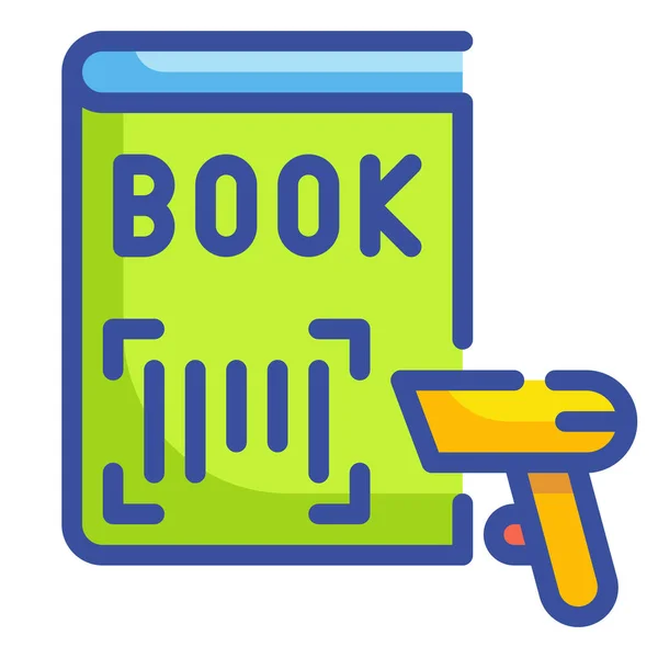 Barcode Book Education Icon Filled Outline Style — Stock Vector