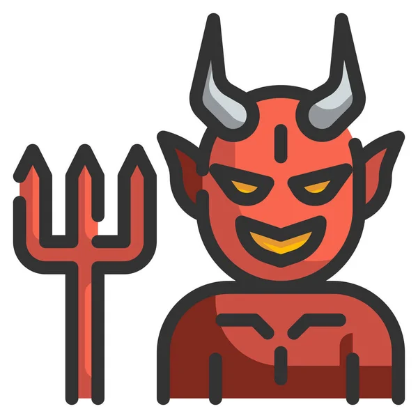 Демон Дьявол Икона Хэллоуина Стиле Заполненный Набросок — стоковый вектор