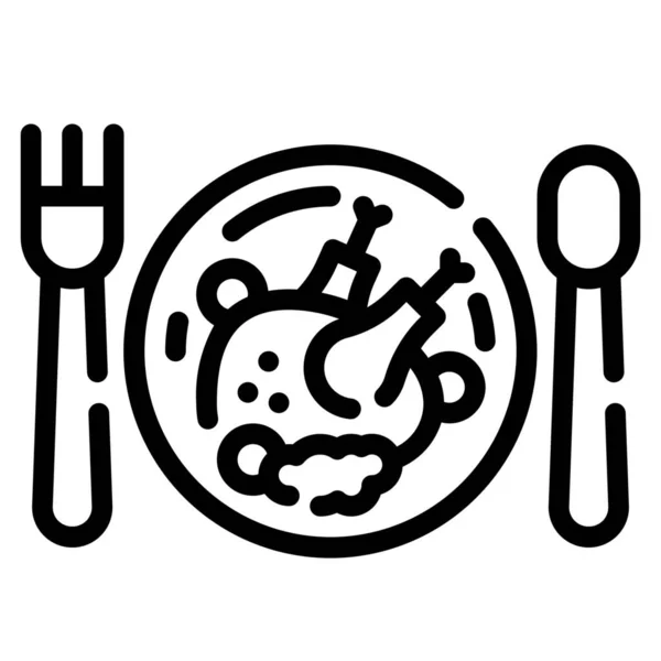 Ikona Pieczonego Obiadu — Wektor stockowy