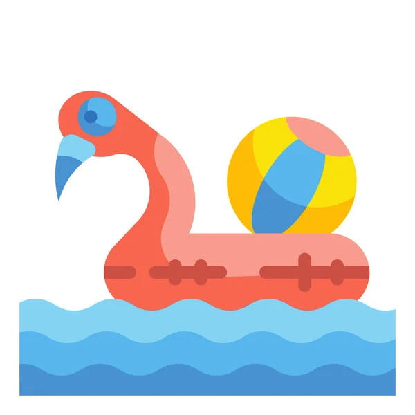 Playa Flamenco Flotador Icono — Vector de stock