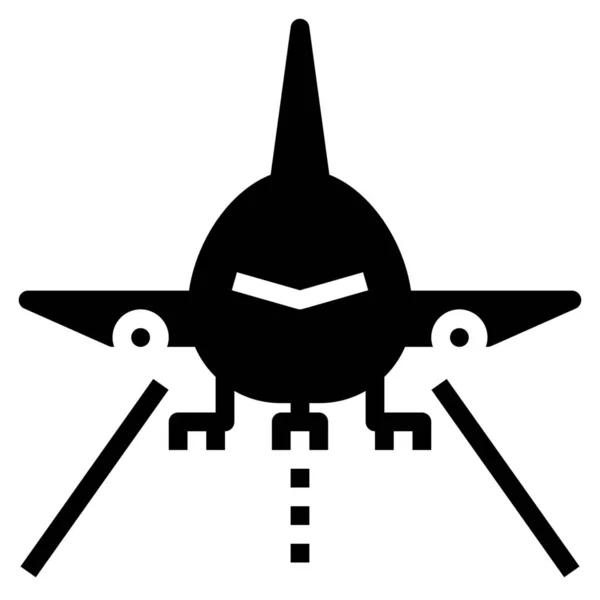 Самолет Прибытия Авиации Икона Твердом Стиле — стоковый вектор