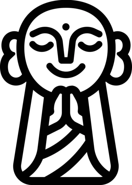 Buddha Japón Jizo Icono Estilo Sólido — Archivo Imágenes Vectoriales