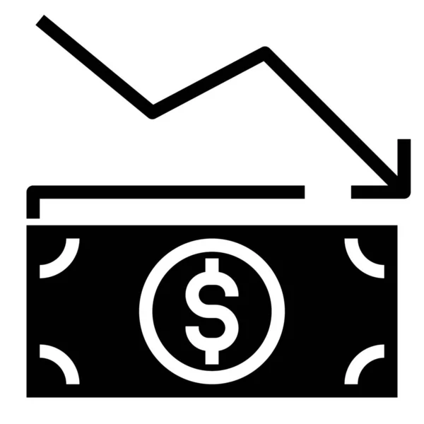 Currency Decline Decrease Icon Solid Style — Stock Vector