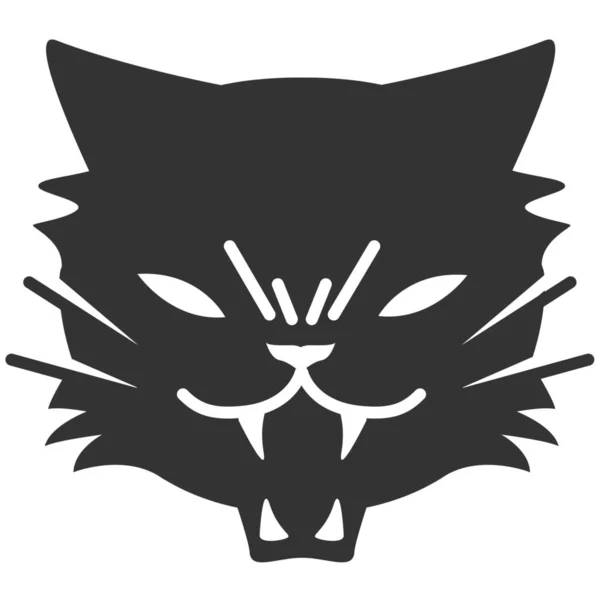 Černá Kočka Vystrašit Ikonu Pevném Stylu — Stockový vektor