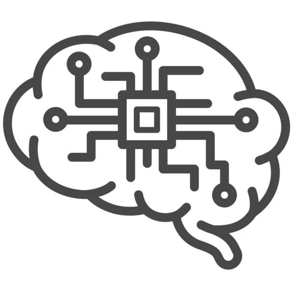 Outline Biçiminde Beyin Dijital Elektronik Simgesi — Stok Vektör