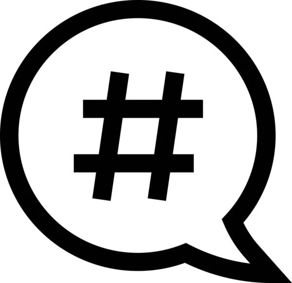 Chat Burbuja Conversación Hash Tag Icono Estilo Esquema — Vector de stock