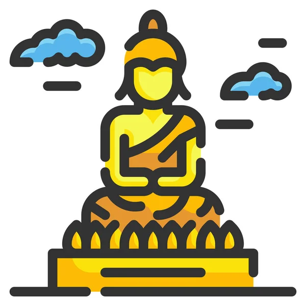 Asie Bouddha Grande Icône — Image vectorielle