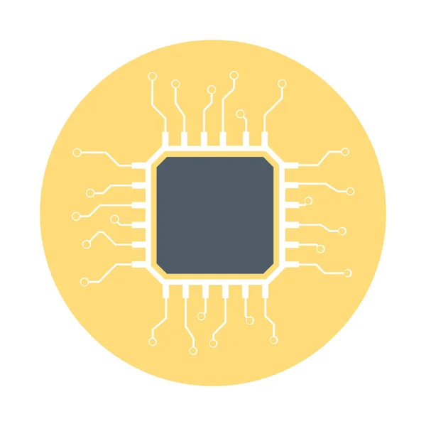 Chip Cpu Processor Icoon Badge Stijl — Stockvector