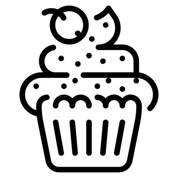 Panadería Cupcake Postre Icono Estilo Esquema — Vector de stock