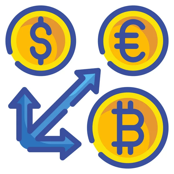 Pijl Zakelijke Munt Pictogram Gevulde Omtrek Stijl — Stockvector