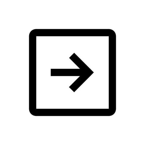 Right Sign Square Icon Outline Style — 스톡 벡터