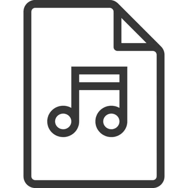 Icône Musique Fichier Document Dans Style Outline — Image vectorielle