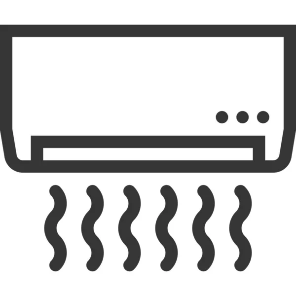 Klimatizace Chlazení Tepelné Ikony Stylu Osnovy — Stockový vektor