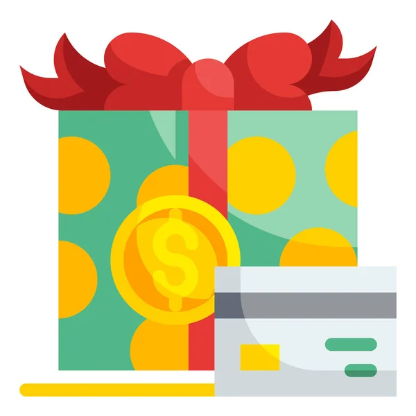 Paiement Boîte Cadeau Icône Crédit — Image vectorielle