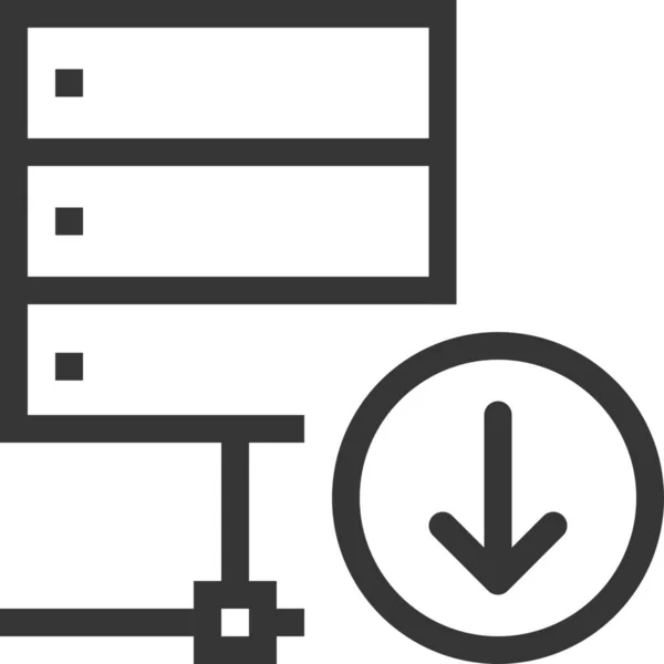 Icône Diminution Base Données Informatique Dans Style Outline — Image vectorielle