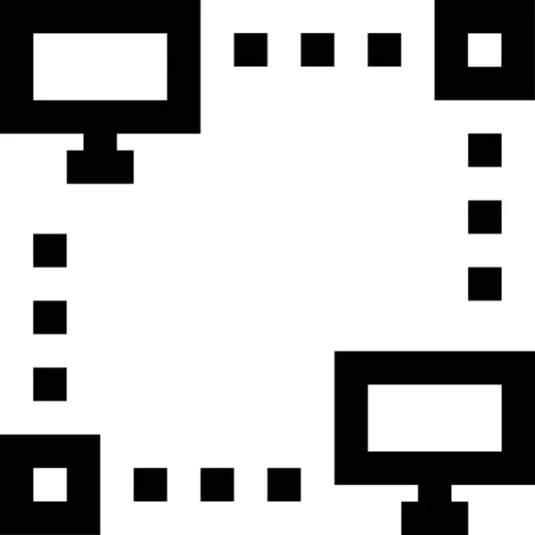 计算机连接文档图标 轮廓样式 — 图库矢量图片