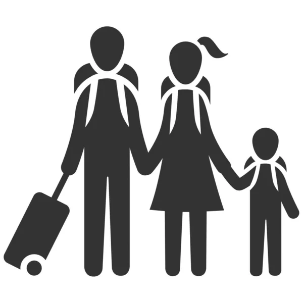 Значок Сімейних Пасажирів Рейсу Суцільному Стилі — стоковий вектор