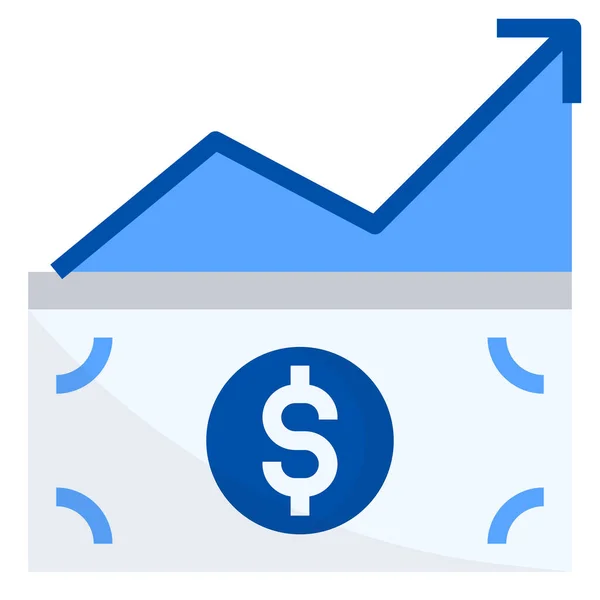 Ícone Aumento Crescimento Moeda Estilo Plano — Vetor de Stock