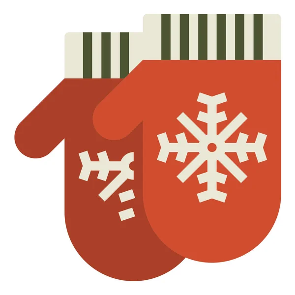 Рождественские Варежки Икона Снежинки Плоском Стиле — стоковый вектор