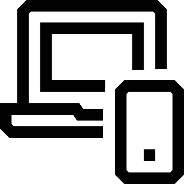Computer Desktop Mobile Icon Outline Style — Stock Vector
