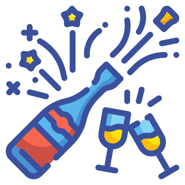 Šampaňské Party Alkoholické Ikony Kategorii Nový Rok — Stockový vektor