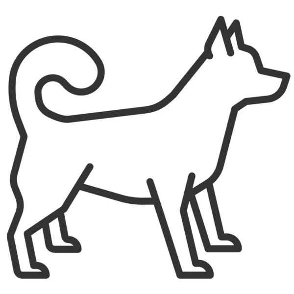Hund Porslin Kinesisk Ikon Kontur Stil — Stock vektor