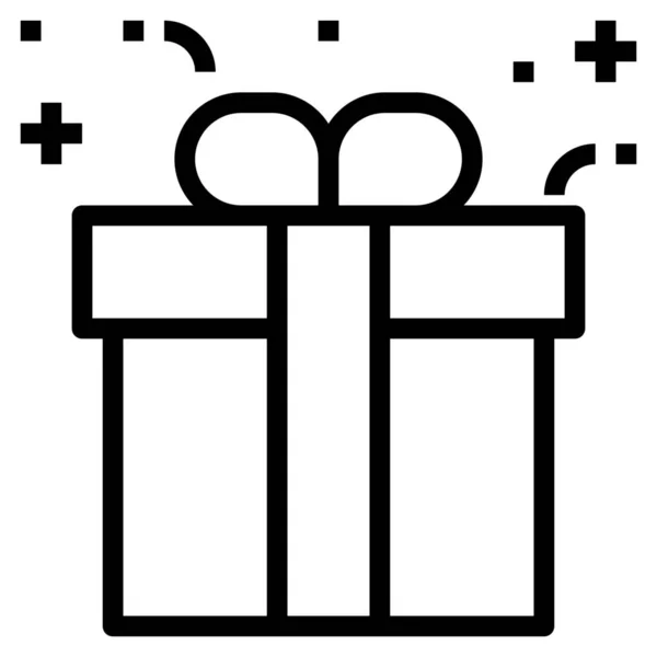 Cadeau Anniversaire Icône Cadeau Dans Style Contour — Image vectorielle