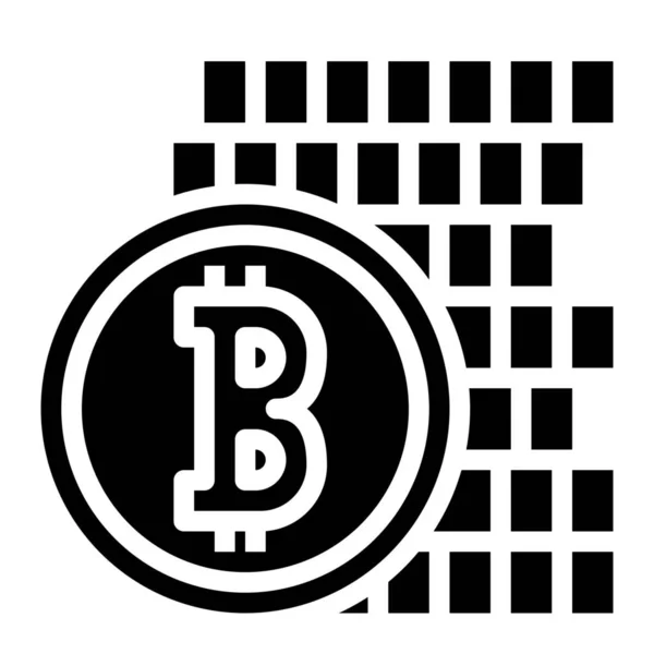 Bitcoin Crypto Currency Icon Solid Style — 스톡 벡터