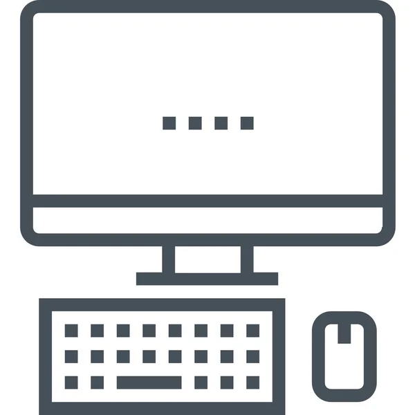 Icona Del Telefono Cellulare Del Computer Desktop Stile Outline — Vettoriale Stock