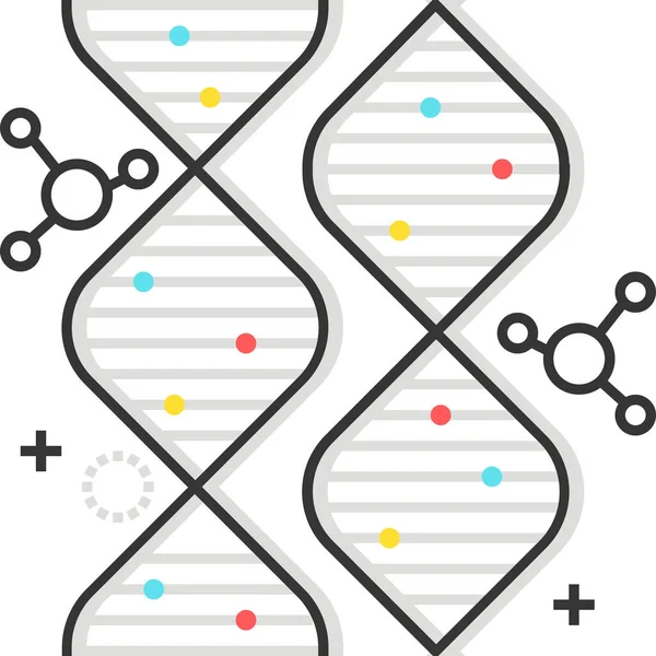 Biologi Dna Genikon Fyllig Konturstil — Stock vektor