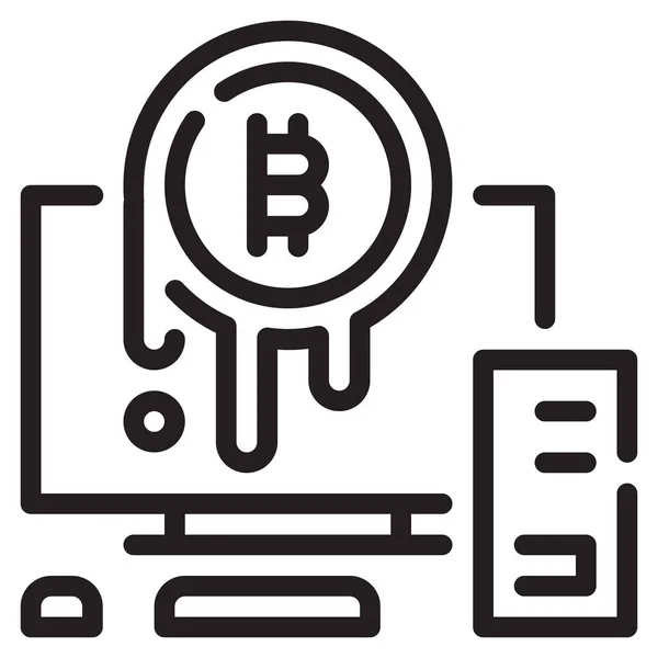 Bitcoin Negocio Criptomoneda Icono Estilo Esquema — Vector de stock