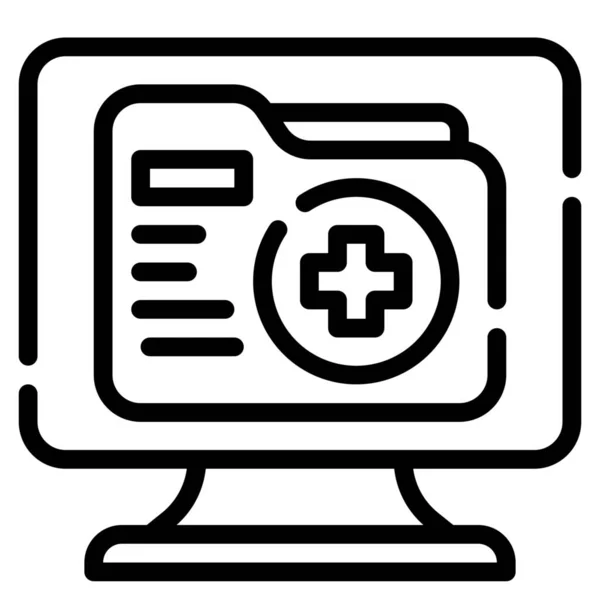 Ikona Složky Počítače Zdravotní Péče — Stockový vektor