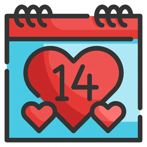 Calendario Valentines Amor Icono Categoría Día San Valentín — Vector de stock