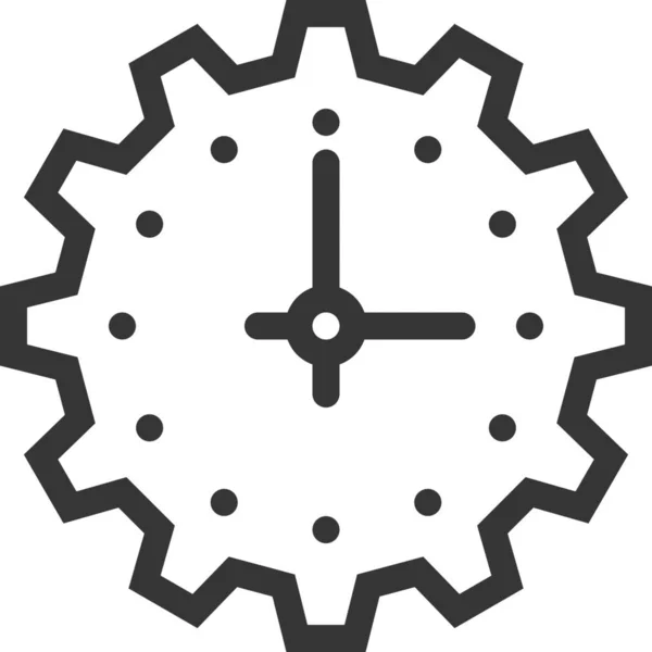 Clock Cogwheel Gear Icon Outline Style — Stock Vector