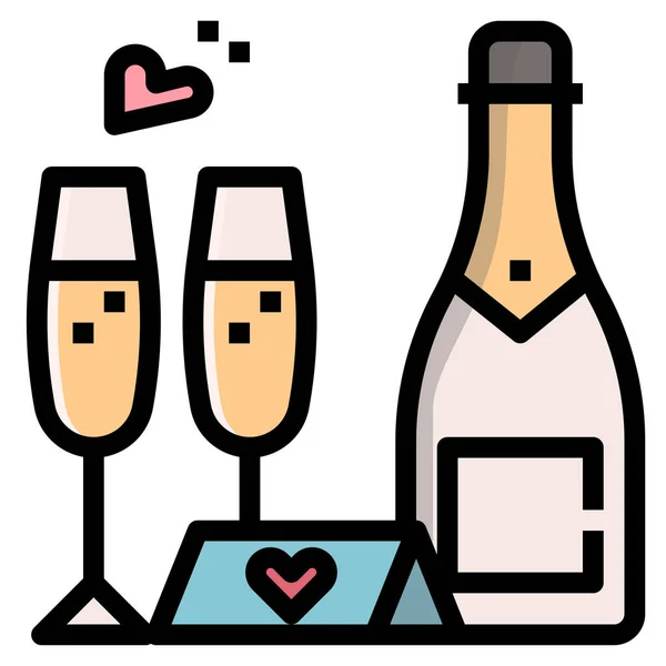 Celebration Drinks Honeymoon Icon Filled Outline Style — Stock Vector