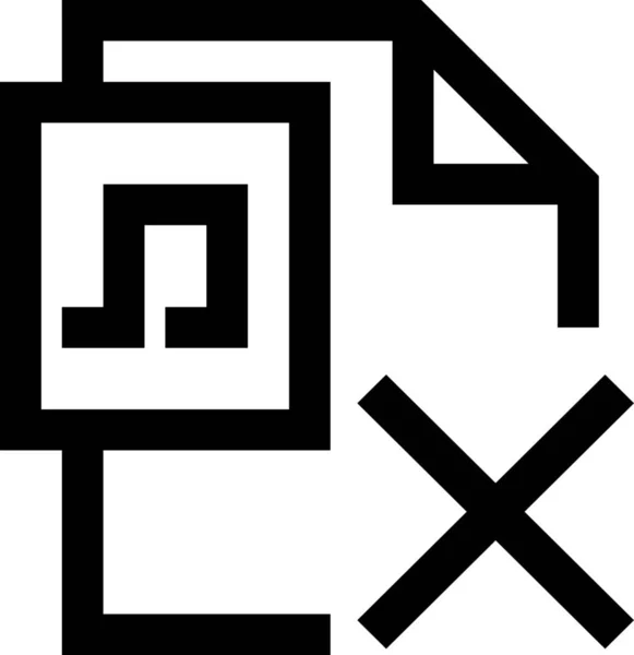 Croix Refuser Icône Document Dans Style Contour — Image vectorielle