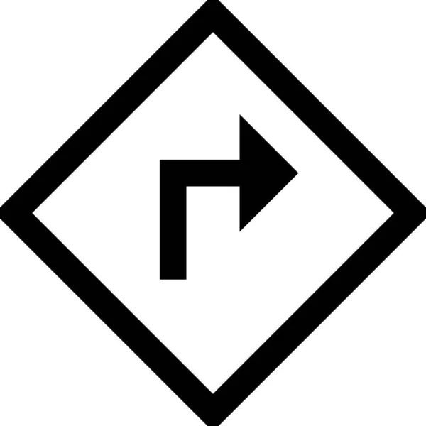 Rechts Verkeersbord Pictogram Contouren Stijl — Stockvector