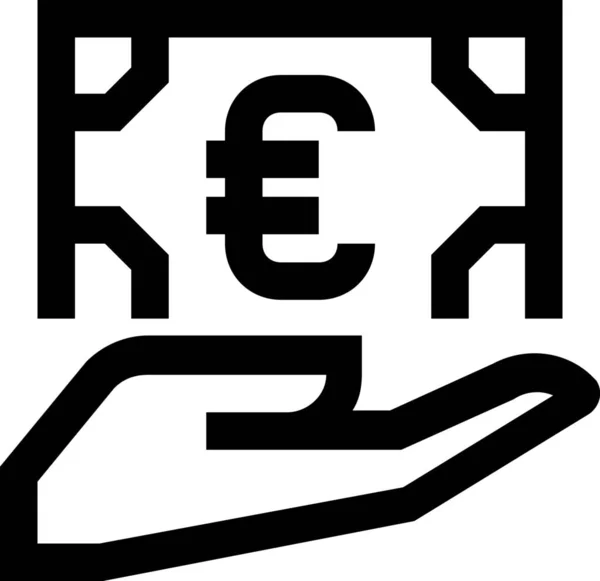 Banking Euro Hand Icon Outline Style — Stock Vector