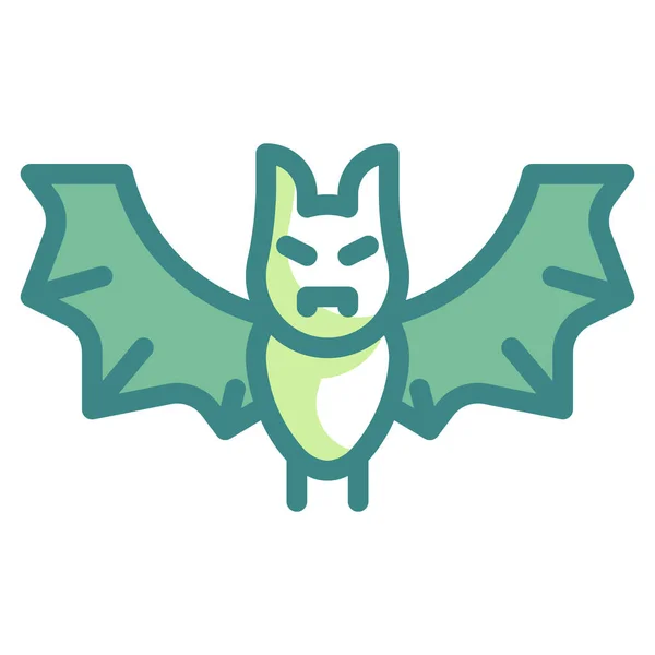 Animal Bat Halloween Icono Estilo Contorno Lleno — Vector de stock